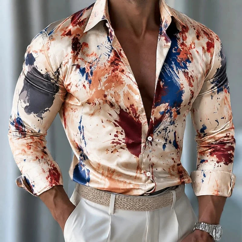 Men's long-sleeve shirt with a tech circuit print